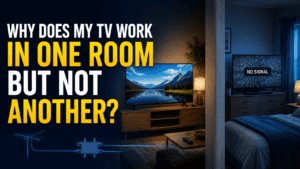 TV aerial signal problem showing one television working and another room with no signal